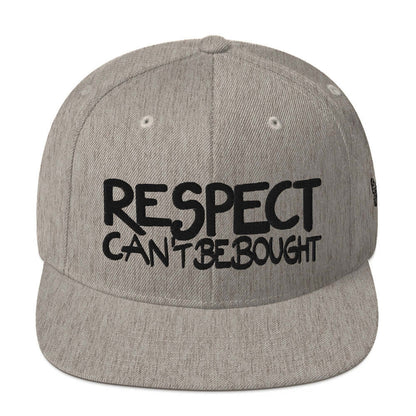 PapiJohn® The Respect Archive Black Signature Edition Snapback in monochromatic heather grey front view presenting the clean outline of the black 3D embroidery | Sala 1 Wearable Art Fashion