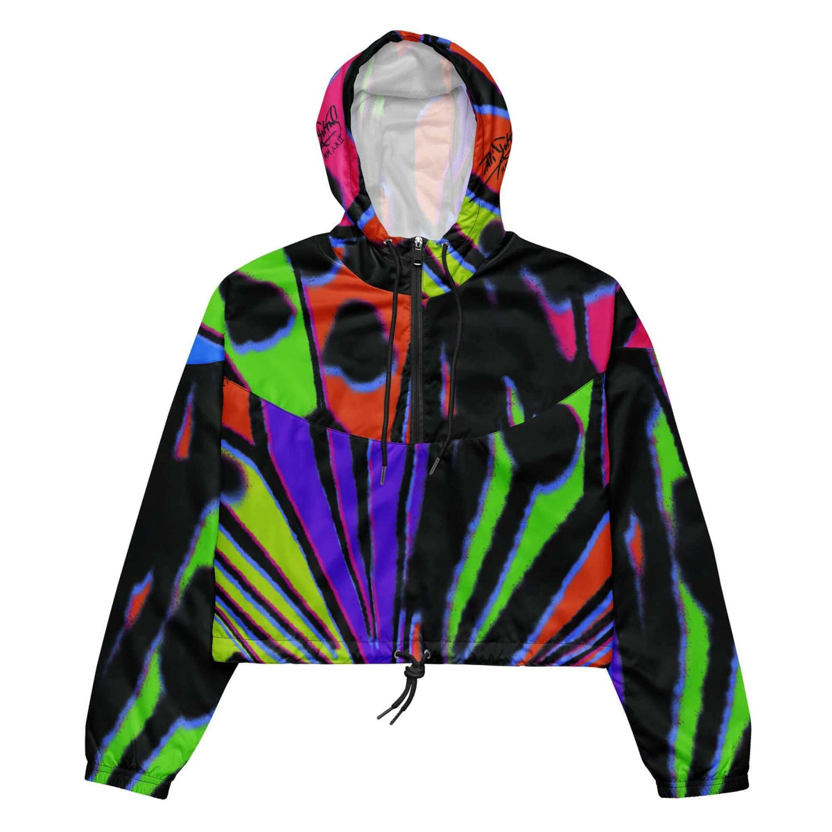 Front view of the SALA 3 | Attitude Alas Retro Crop Rinascimento Canvas by PapiJohn®. Featuring old-school analog graffiti monarch butterfly artwork on a structured crop canvas silhouette by $arah Free 💎. High-end retro luxury streetwear curated in Cadifornia.