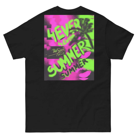 PapiJohn® 🏛️ Sala 5 | 4EVER SUMMER | OverLap Edition — Back view showing the high-density cotton t-shirt silhouette and clean architectural drape of the Black Canvas Tee by $arah Free 💎. Gallery archive piece, honest luxury apparel, and wearable art curated in Cadifornia.