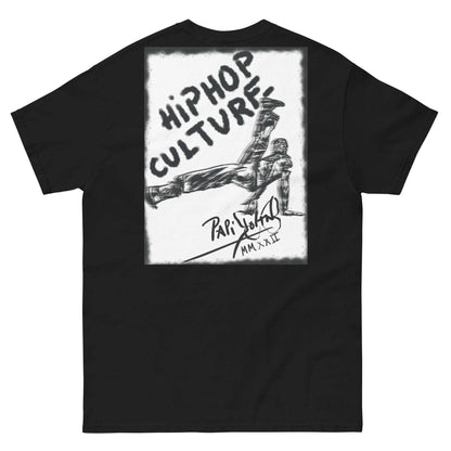 PapiJohn® 🏛️ Sala 5 | The B-Boy Movement | Urban Tribute Piece — Back view showing the high-density cotton t-shirt silhouette and clean architectural drape of the Black Canvas Tee by $arah Free 💎. Gallery archive piece, honest luxury apparel, and wearable art curated in Cadifornia.