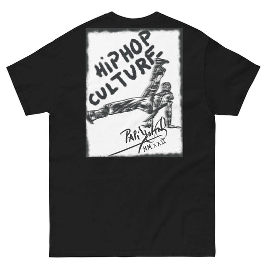 PapiJohn® 🏛️ Sala 5 | The B-Boy Movement | Urban Tribute Piece — Back view showing the high-density cotton t-shirt silhouette and clean architectural drape of the Black Canvas Tee by $arah Free 💎. Gallery archive piece, honest luxury apparel, and wearable art curated in Cadifornia.