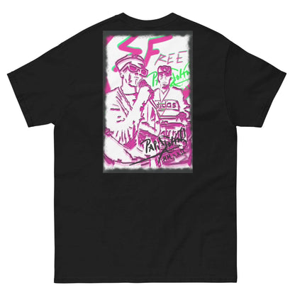 PapiJohn® 🏛️ Sala 5 | Hip Hop Culture | The Urban Tribute — Back view showing the high-density cotton t-shirt silhouette and clean architectural drape of the Black Canvas Tee by $arah Free 💎. Gallery archive piece, honest luxury apparel, and wearable art curated in Cadifornia.