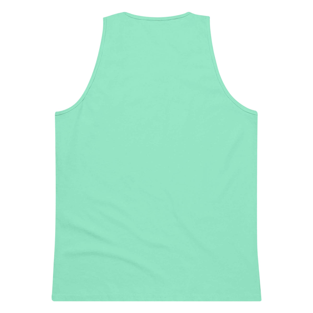 Back view of the minimalist mint green tank top SALA 5 | TheClassic Signature | The Premium Tank by PapiJohn®. Clean back drape aesthetic, artist-driven streetwear by $arah Free 💎.