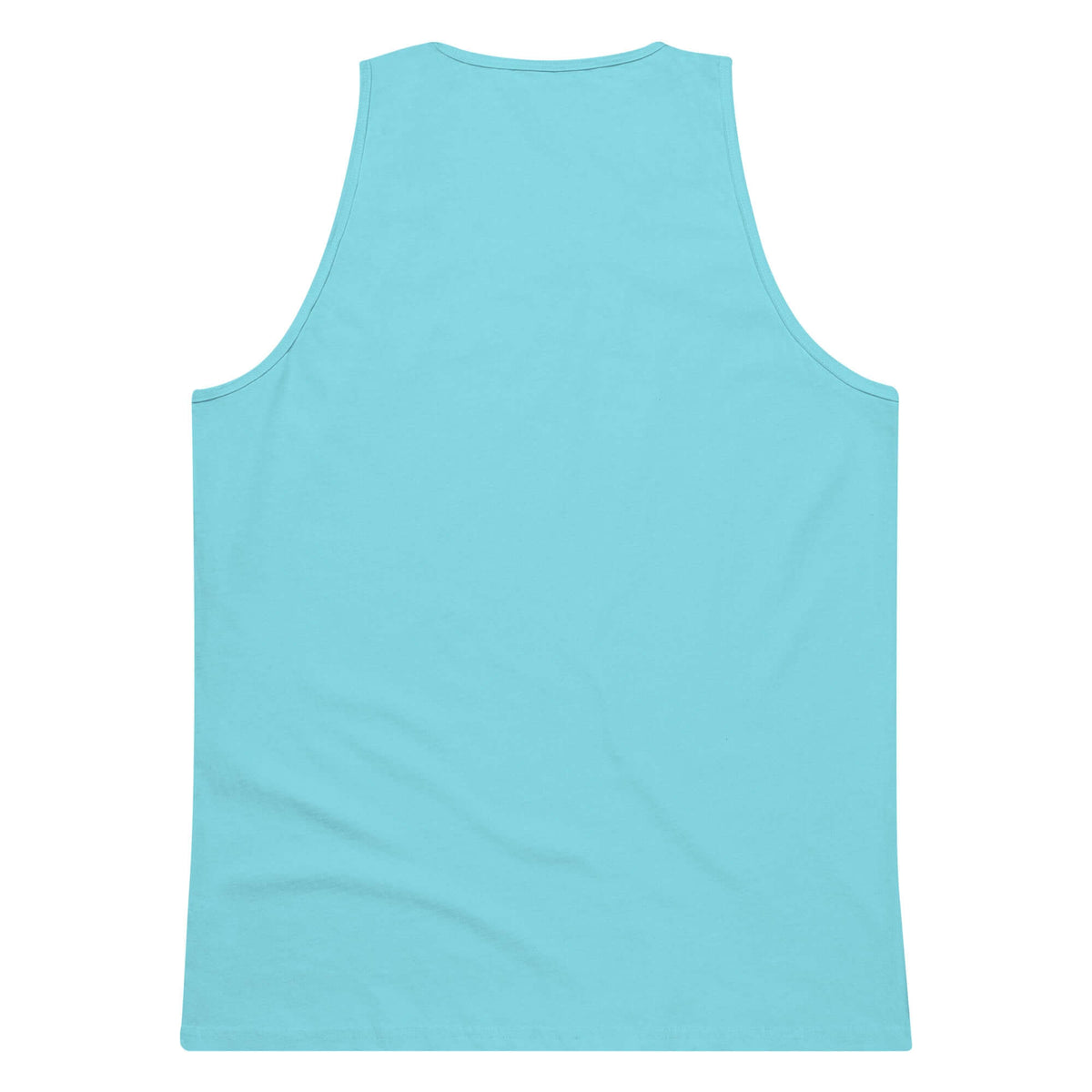 Back view of the minimalist pacific blue tank top SALA 5 | The Classic Signature | The Premium Tank by PapiJohn®. Coastal aesthetic with clean back drape, rebel luxury by $arah Free 💎 ideado en Cadifornia.