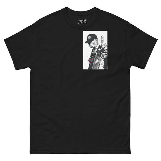 PapiJohn® 🏛️ Sala 5 | The Framed Messenger | Hip Hop Identity Canvas — Front view of the Black Canvas. Featuring the iconic old school messenger illustration set within a pristine geometric rectangular frame block by $arah Free 💎 on heavy black cotton canvas. High-end conscious luxury streetwear de autor curated in Cadifornia.