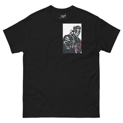 PapiJohn® 🏛️ Sala 5 | The Framed Rapper | Hip Hop Tribute Canvas — Front view of the Black Canvas. Featuring "The Rapper Classic" old school illustration set within a pristine rectangular gallery frame block by $arah Free 💎 on heavy black cotton canvas. High-end conscious luxury streetwear de autor curated in Cadifornia.