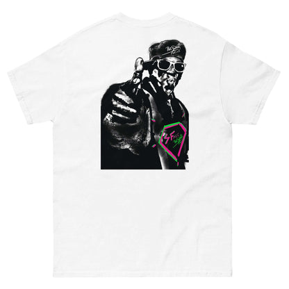 PapiJohn® 🏛️ Sala 5 | The Hip Hop Back-Graff | Classic Identity Canvas — Back view of the White Canvas. Featuring a large-format graffiti artwork of the iconic old school rapper by $arah Free 💎, creating an inverted visual composition on heavy white cotton canvas. Gallery archive piece, honest luxury apparel, and wearable art curated in Cadifornia.