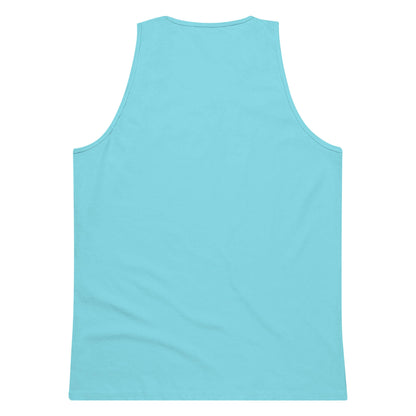 Back view of the minimalist pacific blue tank top SALA 5 | The Skate Signature | Tank Canvas by PapiJohn®. Coastal aesthetic with clean drape, rebel luxury by $arah Free 💎 ideado en Cadifornia.
