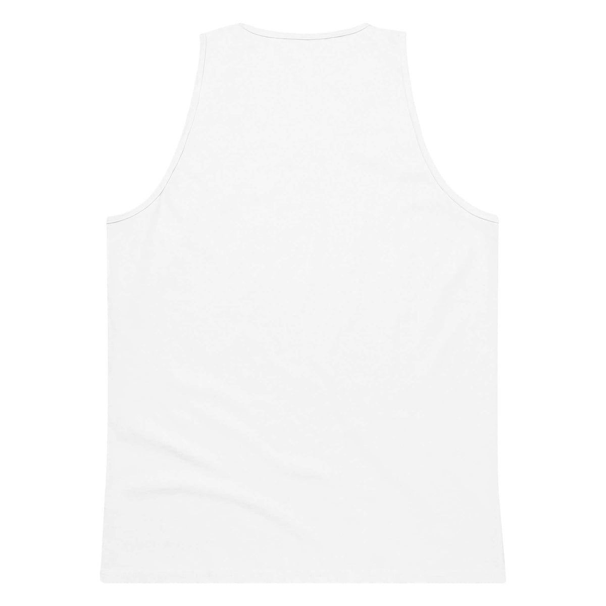 Back view of the minimalist white tank top SALA 5 | The Skate Signature | Tank Canvas by PapiJohn®. Architectural drape aesthetic, rebel luxury, and honest luxury fashion brand by $arah Free 💎.