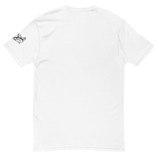PapiJohn® 🏛️ Sala 8 | Diva Espejo | Pop-Graff Piece — Back view of the White Canvas Tee. Displaying a completely clean and minimalist pure white cotton back, allowing the frontal pop-art portrait and exclusive left sleeve signature to command full attention. Authentic honest luxury apparel for the real ones.