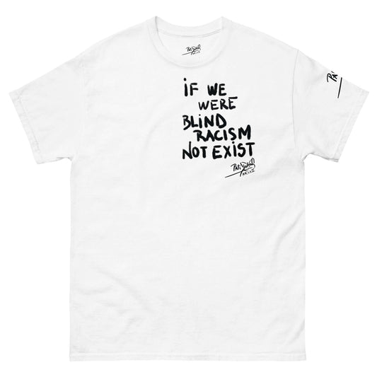 Front view of the SALA 9 | Sentencias | Beyond Sight: The Human Truth  Canvas Piece by PapiJohn®. Featuring a minimalist fat cap graffiti text graphic on the left chest by $arah Free 💎. High-end conscious luxury streetwear de autor curated in Cadifornia.