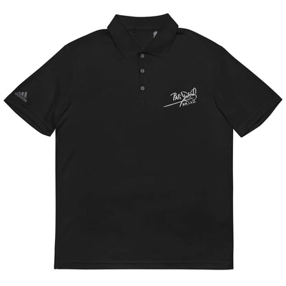 PapiJohn® 🏛️ Sala 9 | The Adidas Eco-Tech | Performance Canvas — Front view of the Black Performance Top. Featuring precision embroidered PapiJohn® classic signature logo on breathable recycled polyester technical performance fabric by $arah Free 💎. High-end conscious luxury activewear de autor curated in Cadifornia.