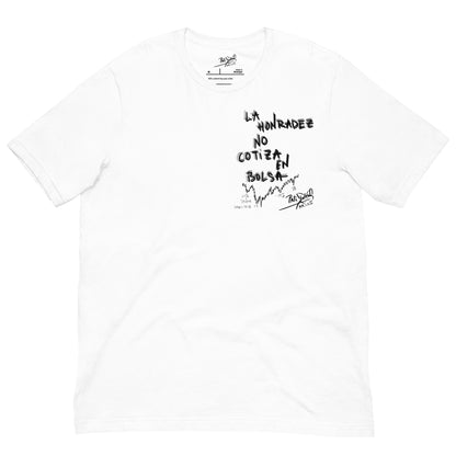 Front view of the white canvas piece SALA 9 | Sentencias | The Unlisted Value Canvas by PapiJohn®. Obra gráfica de autor sobre la integridad innegociable by $arah Free 💎 artist-driven. Wearable art, conscious art apparel, and artist-driven brand.