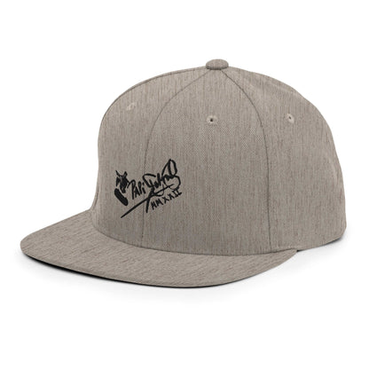 PapiJohn® The Skate Archive Signature Snapback in classic heather grey left side close-up capturing individual fabric grain lines by $arah Free 💎 | High-Tier Archive