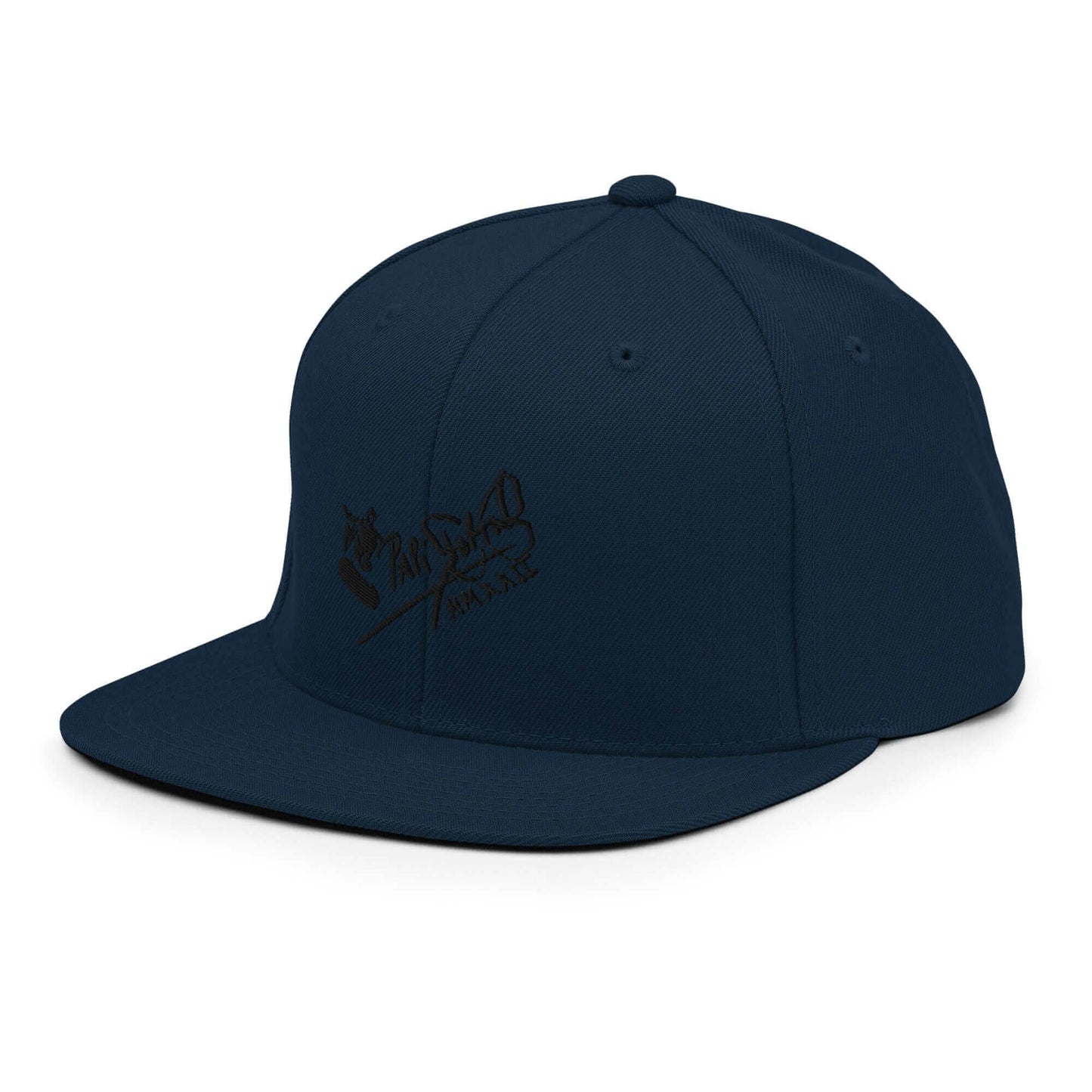 PapiJohn® The Skate Archive Signature Snapback in dark navy left side profile tracking the clean panel intersections and premium cotton weave density by $arah Free 💎 | High-Tier Archive