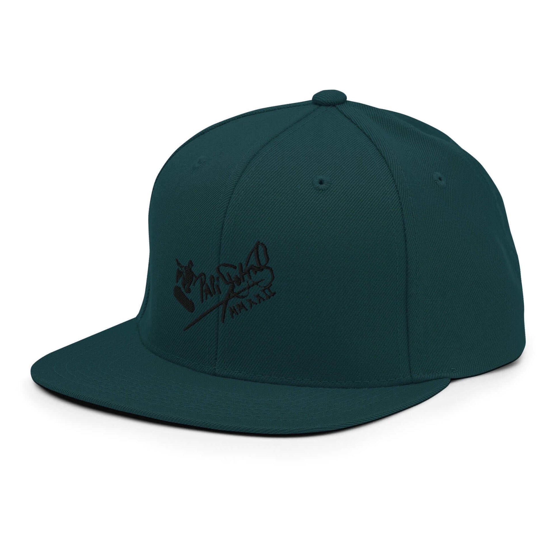 PapiJohn® The Skate Archive Signature Snapback in deep spruce green left profile showcasing the exquisite canvas weave layout and assembly lines by $arah Free 💎 | High-Tier Archive
