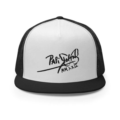 Gorra papijohn tipo trucker negro blanco Firma bordado negro