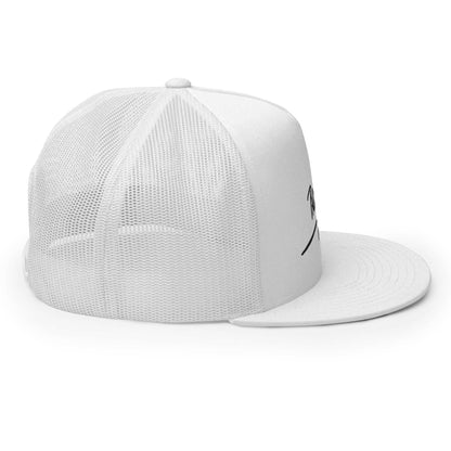 Gorra papijohn tipo trucker blanca Firma bordado negro perfil derecho