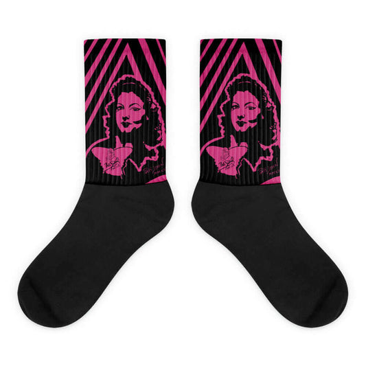 calcetines fucsia y negro Graffiti de Ava Gardner firma papijohn streetwear