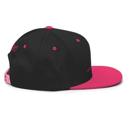 Gorra snapback Clásicanegro rosa flúor Firma en Rosa papijohn