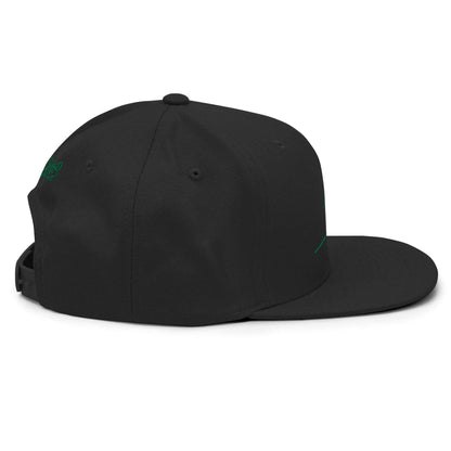 Gorra snapback Clásica negro Firma en verde papijohn