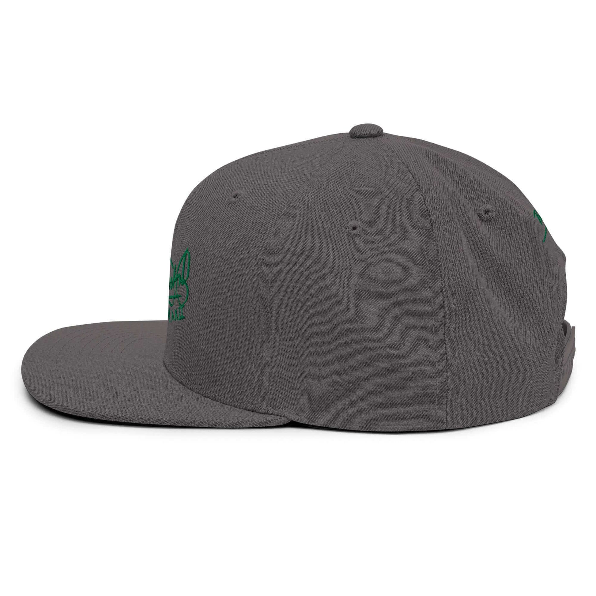 Gorra snapback Clásica gris oscuro Firma en verde papijohn