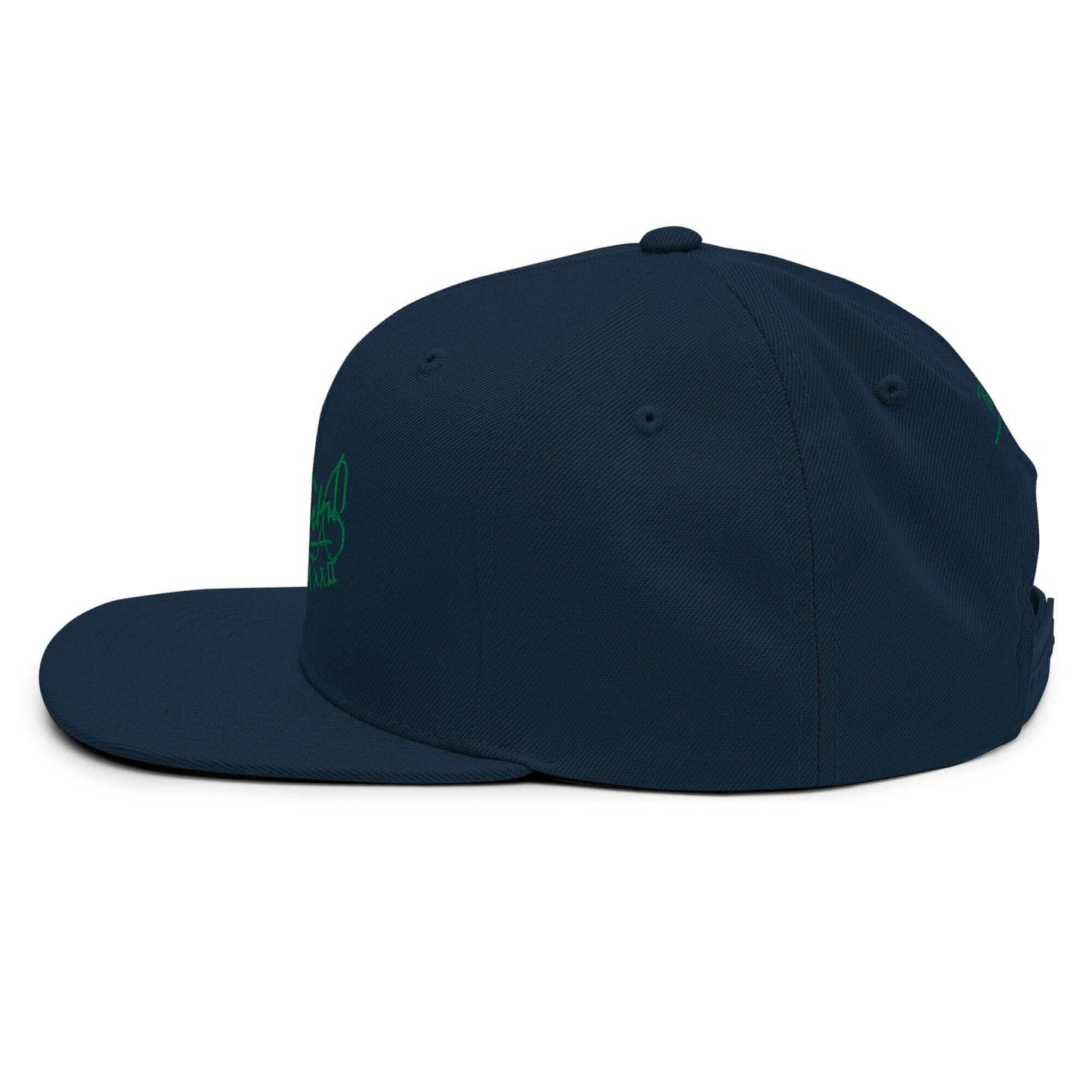 Gorra snapback Clásica marino oscuro Firma en verde papijohn