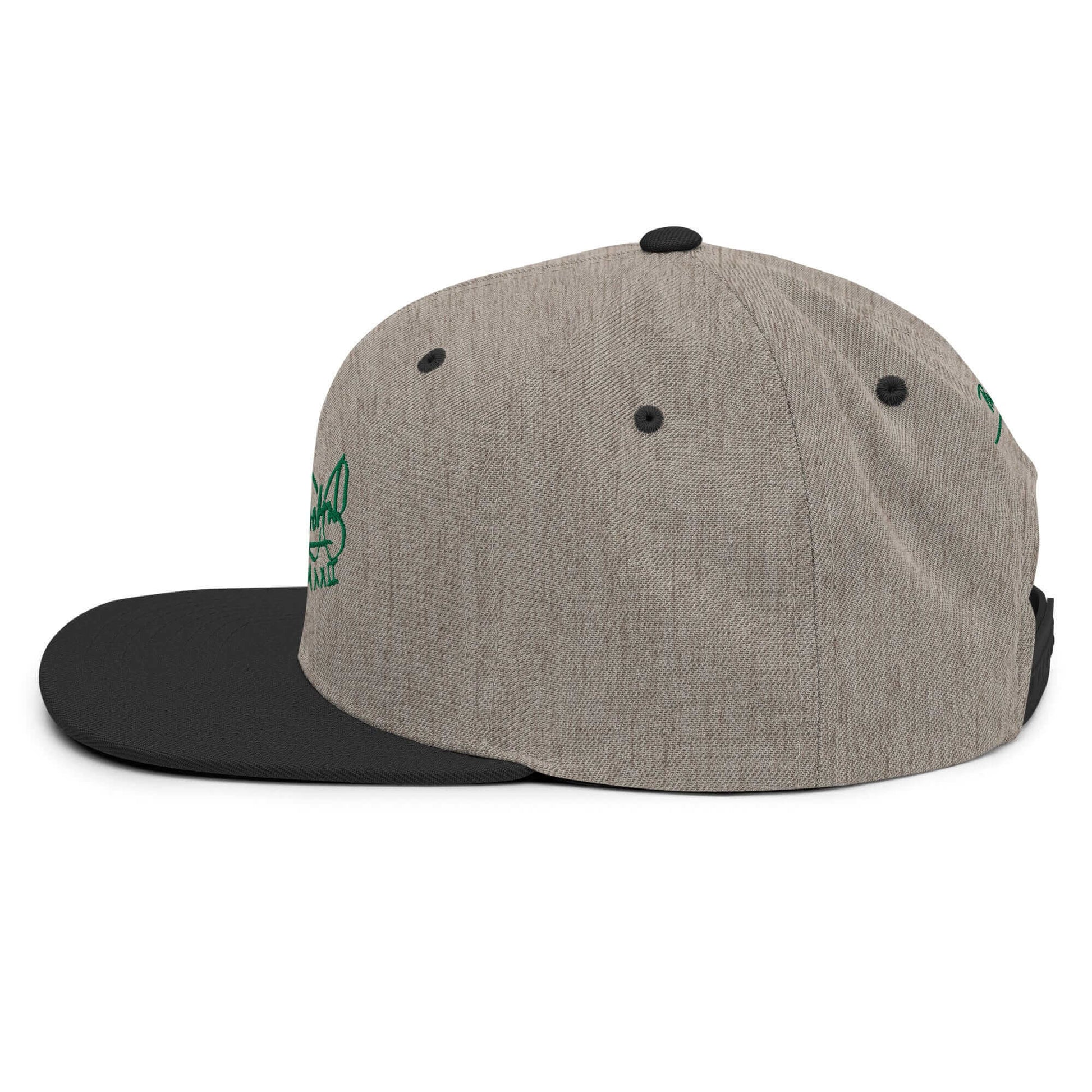 Gorra snapback Clásica jaspeado negro Firma en verde papijohn