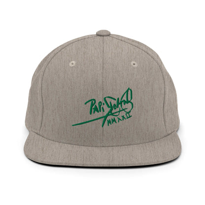 Gorra papijohn snapback Clásica gris jaspeado Firma en verde 