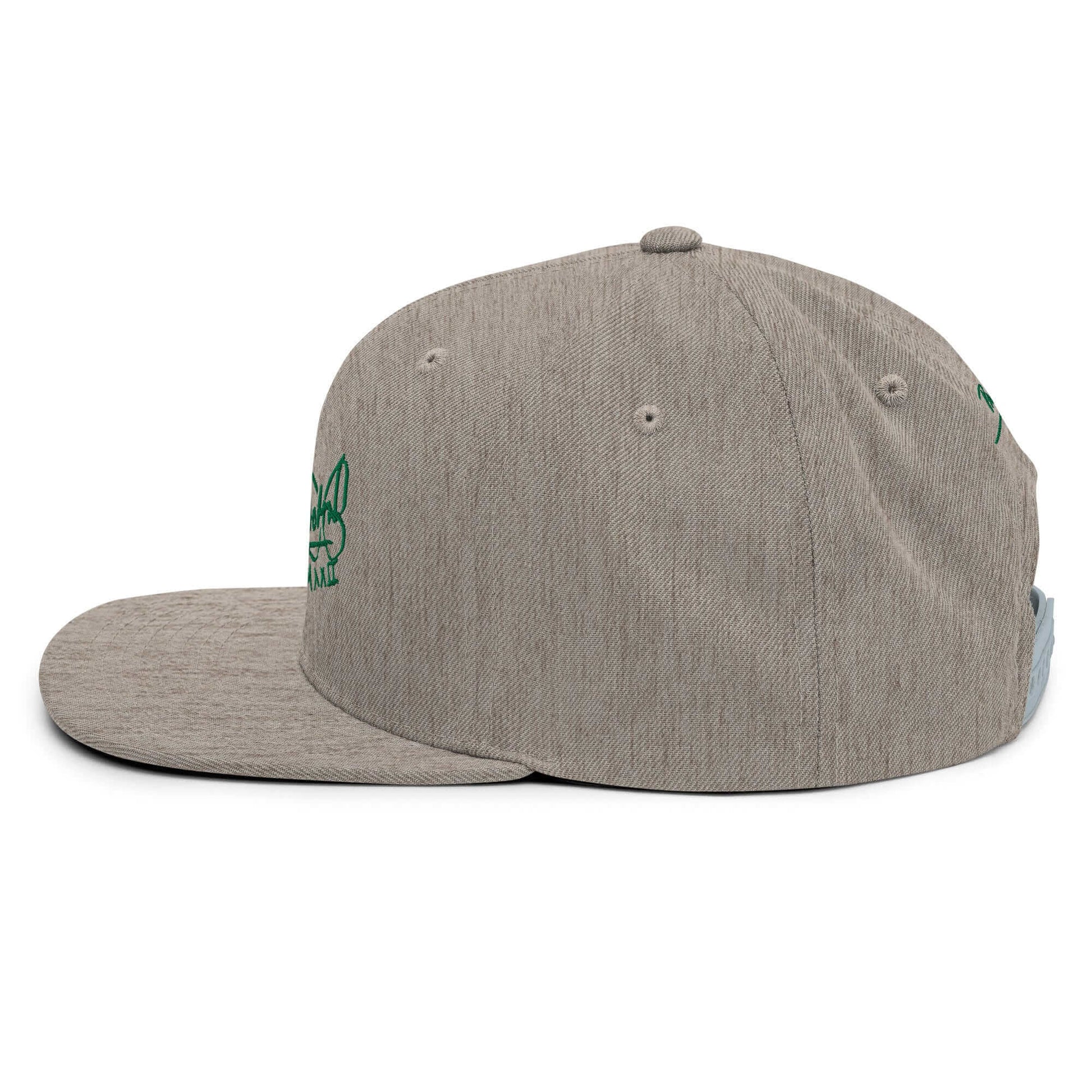 Gorra snapback Clásica gris jaspeado Firma en verde papijohn