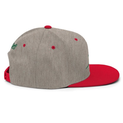 Gorra snapback Clásica jaspeado rojo Firma en verde papijohn