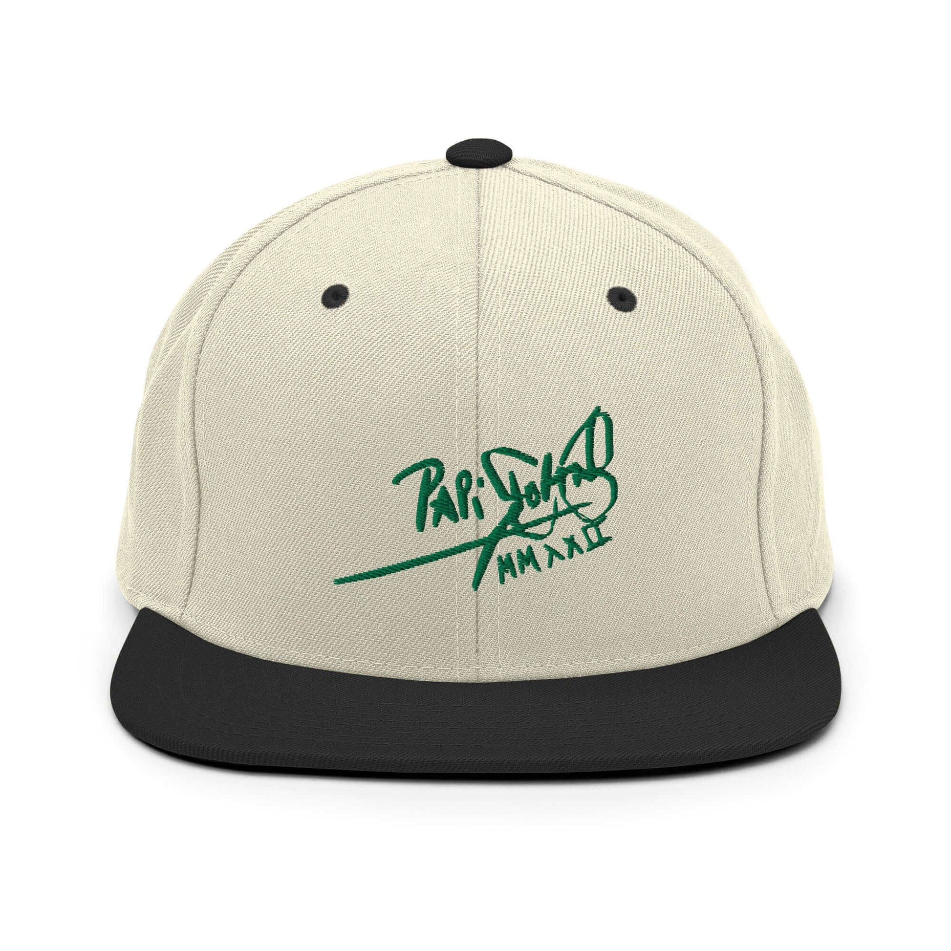 Gorra papijohn snapback Clásica natural negro Firma en verde 