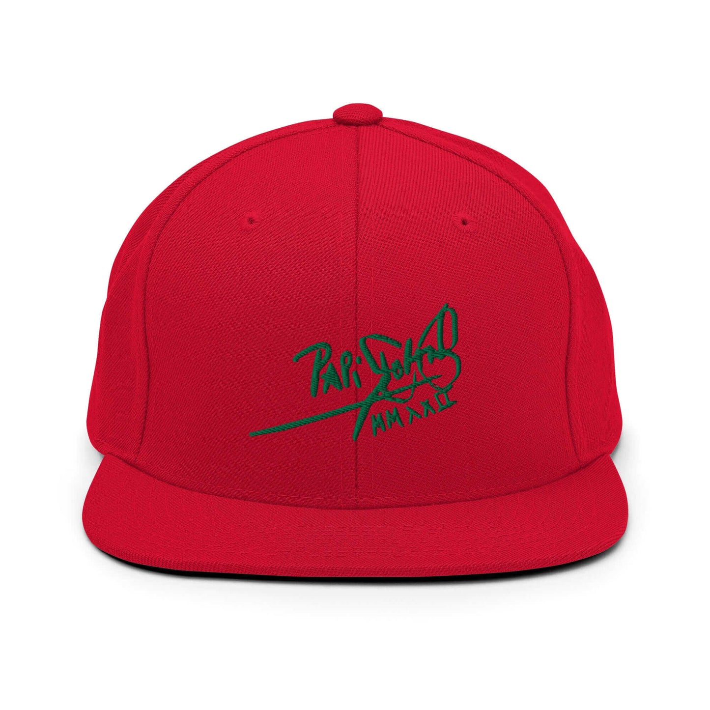 Gorra papijohn snapback Clásica rojo Firma en verde 