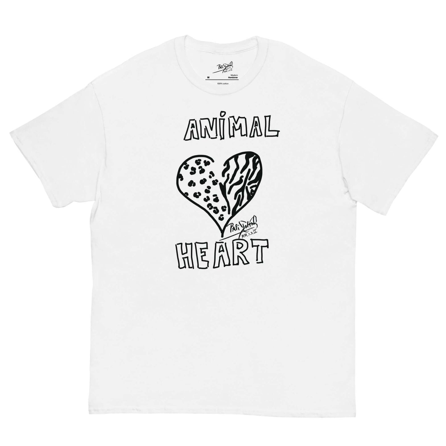 camiseta blanca Graffiti animal heart papijohn streetwear