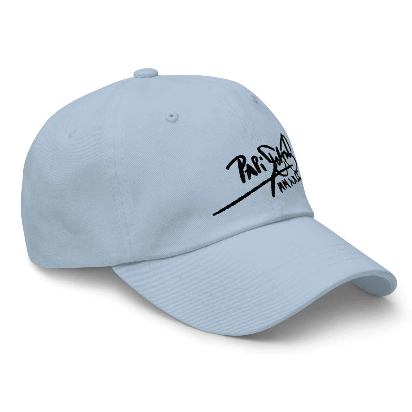 PapiJohn® The Classic Signature Baseball Cap in light sky blue right side view tracking individual soft canvas sarga weave panels designed by $arah Free 💎 | High-Tier Archive