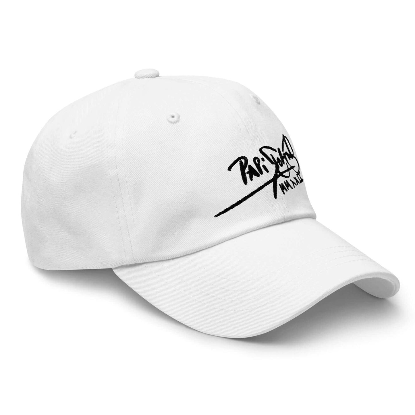 PapiJohn® The Classic Signature Baseball Cap in pristine optic white right profile capturing the pristine thread execution and master canvas weave quality by $arah Free 💎 | High-Tier Archive