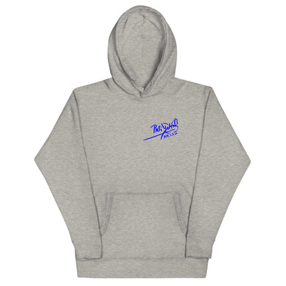 PapiJohn® 🏛️ Sala 5 | The Legacy Lines | Archive Edition — Front view of the Carbon Grey Premium Canvas. Featuring the classic PapiJohn® signature in an electric blue stroke on the left chest, marking the authentic seal of streetwear d'auteur curated in Cadifornia.