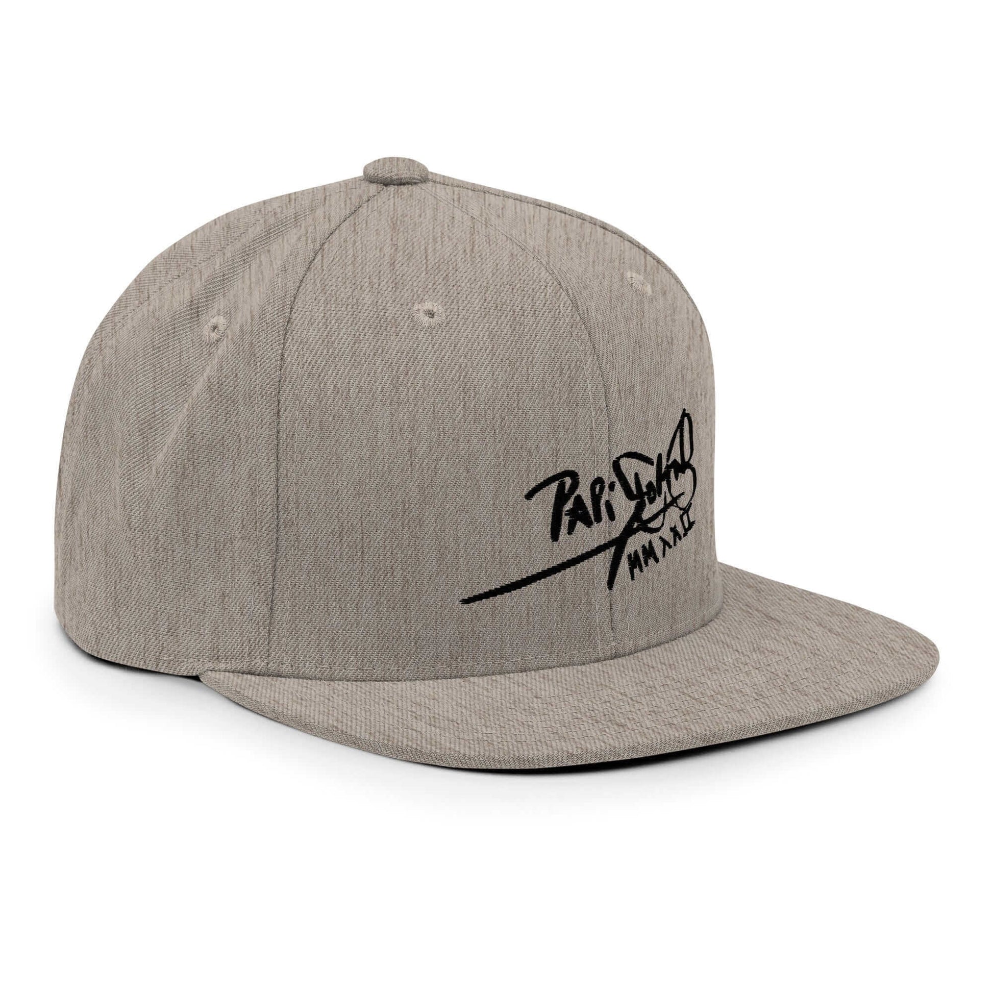PapiJohn® The Shadow Signature Multicolor Snapback in classic monochromatic heather grey right profile detailing individual fabric lines by $arah Free 💎 | High-Tier Archive