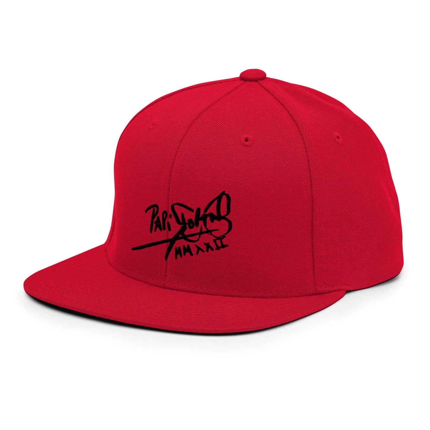 PapiJohn® The Shadow Signature Multicolor Snapback in solid crimson red right side profile showcasing the premium fabric weave alignment by $arah Free 💎 | High-Tier Archive