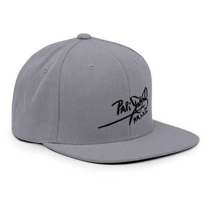 PapiJohn® The Shadow Signature Multicolor Snapback in metallic silver close-up right side view showcasing the immaculate thread weave by $arah Free 💎 | High-Tier Archive