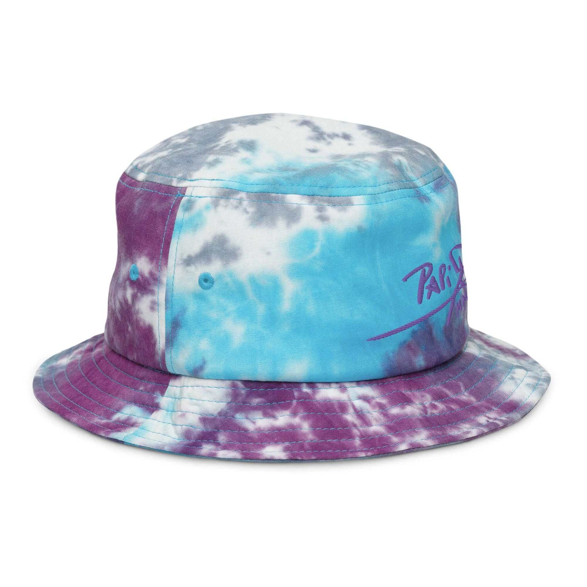 PapiJohn® The Tie-Dye Signature Limited Edition Bucket hat right side profile focusing on the technical ventilation metal eyelets layout and perfect soft downward slope flow by $arah Free 💎 | High-Tier Archive