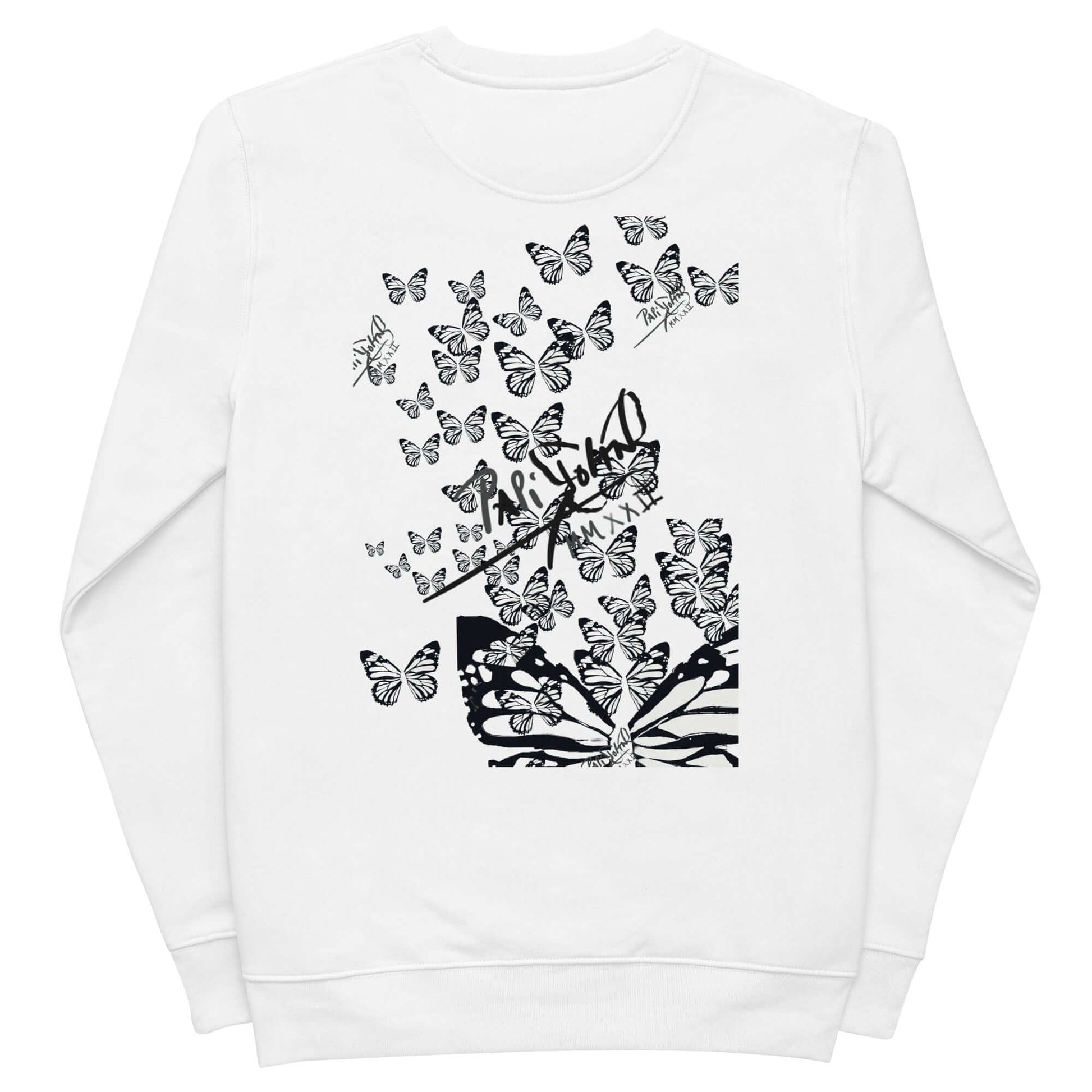 Sudadera papijohn streetwear Mil mariposas Eco blanca