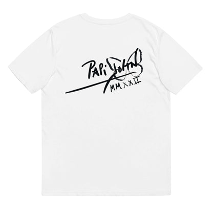 camiseta blanca por detrás graffiti en negro Firma papijohn