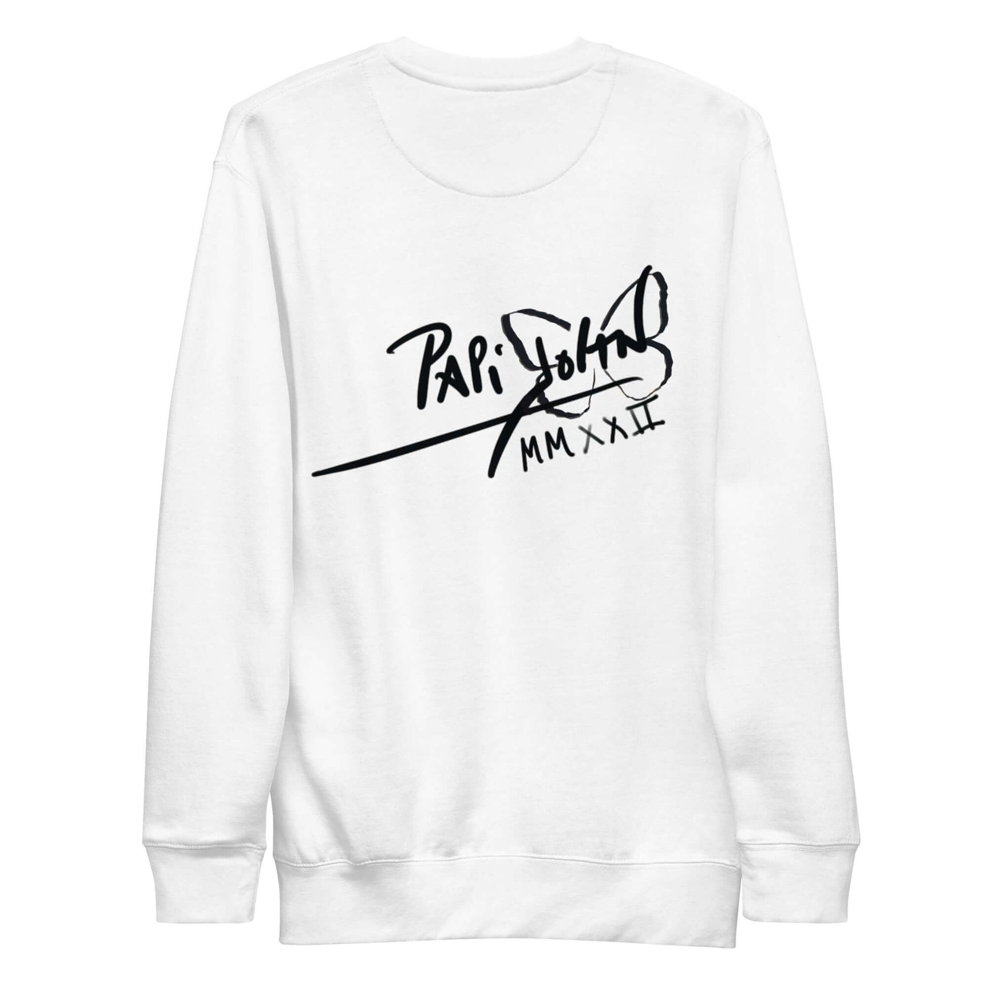 sudadera firma PapiJohn streetwear blanca