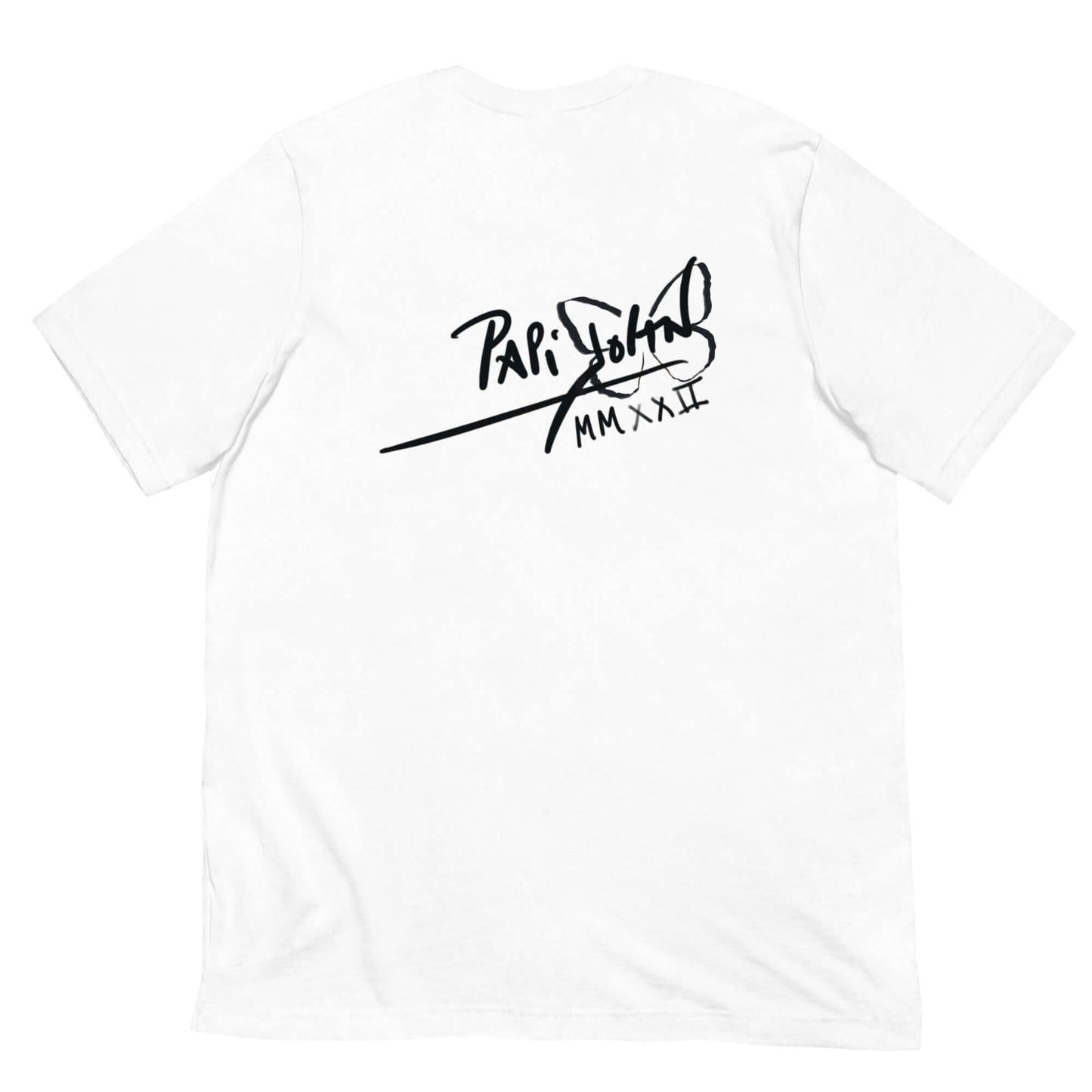 camiseta blanca espalda graffiti en negro Firma papijohn