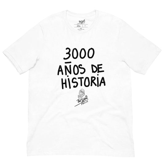 camiseta blanca graffiti 3000 años de Historia firma papijohn